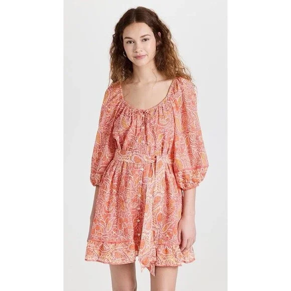 Cleobella Grace Mini Dress Blossom Block Print Pink SMALL Women’s - Picture 1 of 13